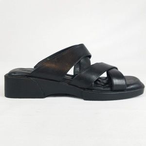 Rockport Black Leather Slides Sandals Size 6